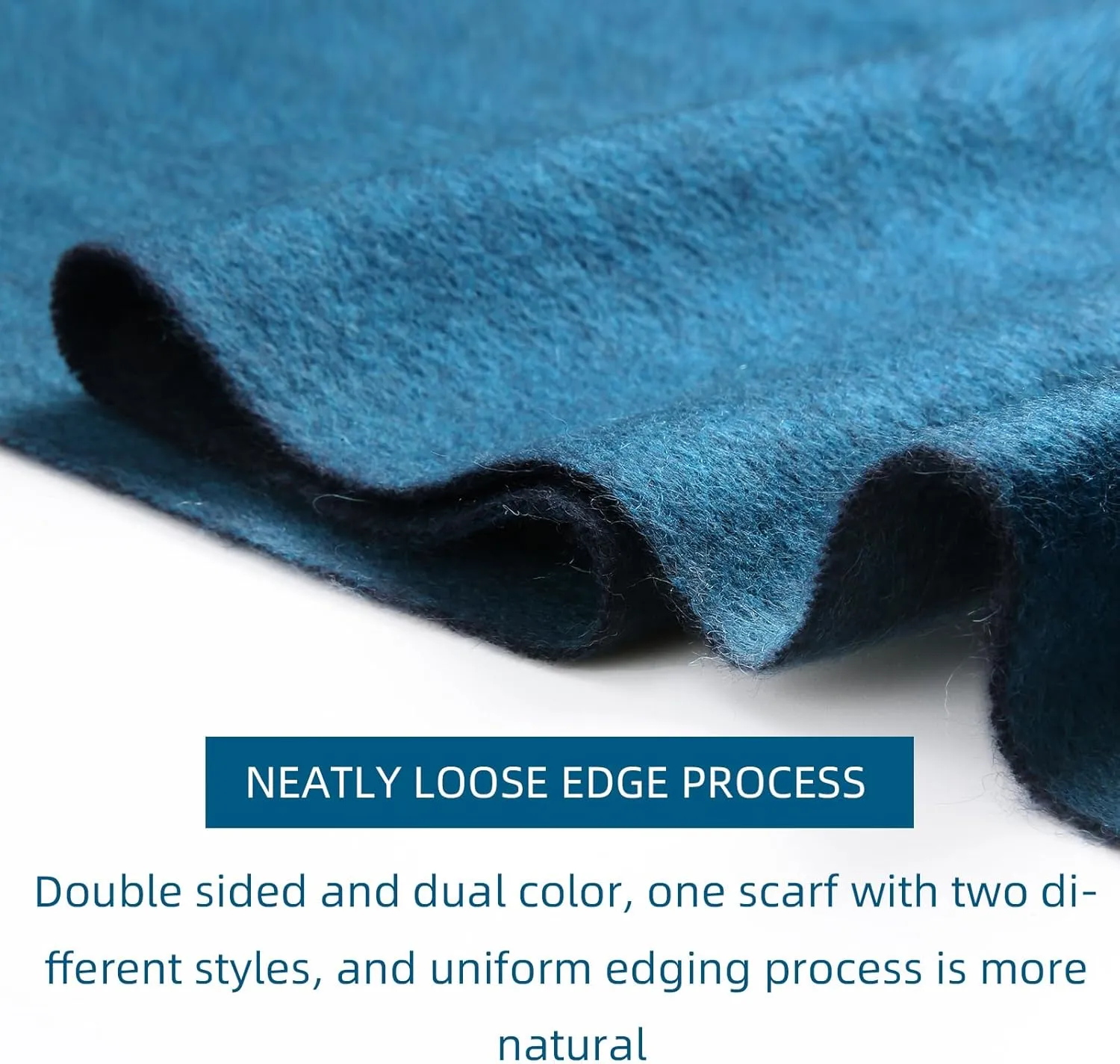 HOTDAY Cashmere Scarf - Winter Warmer With Double-sided Solid Color, Water Wave Pattern
