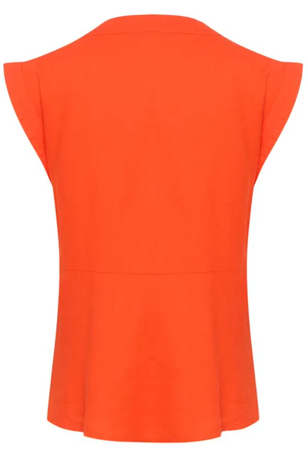 INWEAR<BR>
Ellie Linen V Top Blouse<BR>
Tomato<BR>