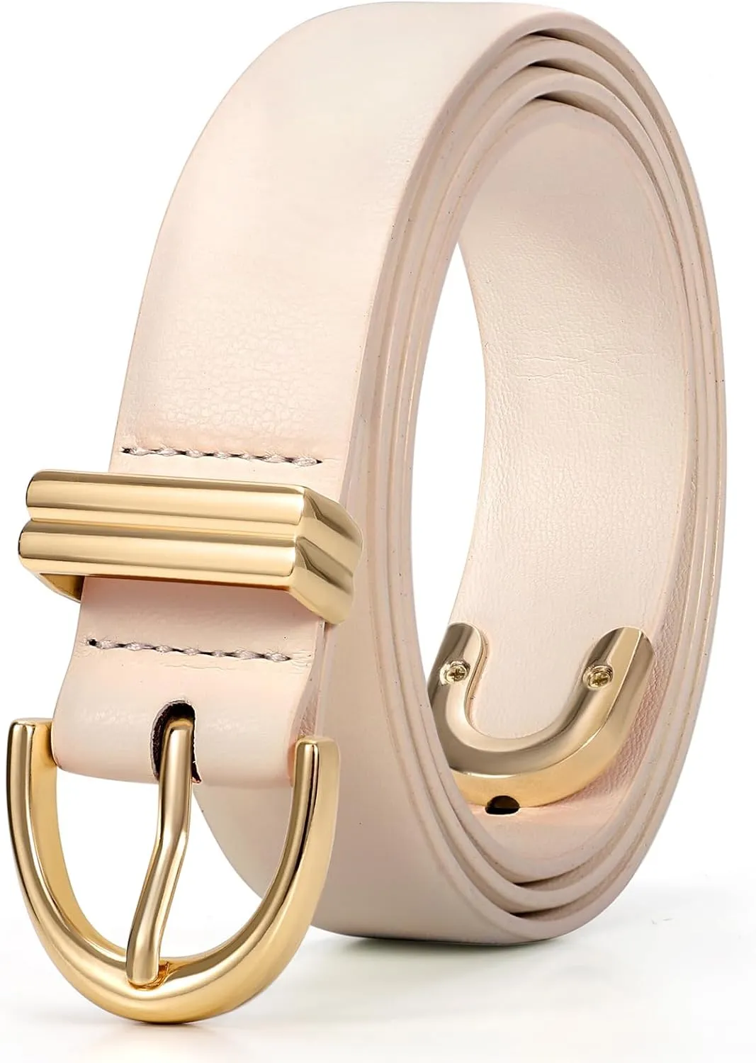 JASGOOD Women Leather Belt for Jeans Pants Fashion Gold Buckle Ladies Waist Belt
