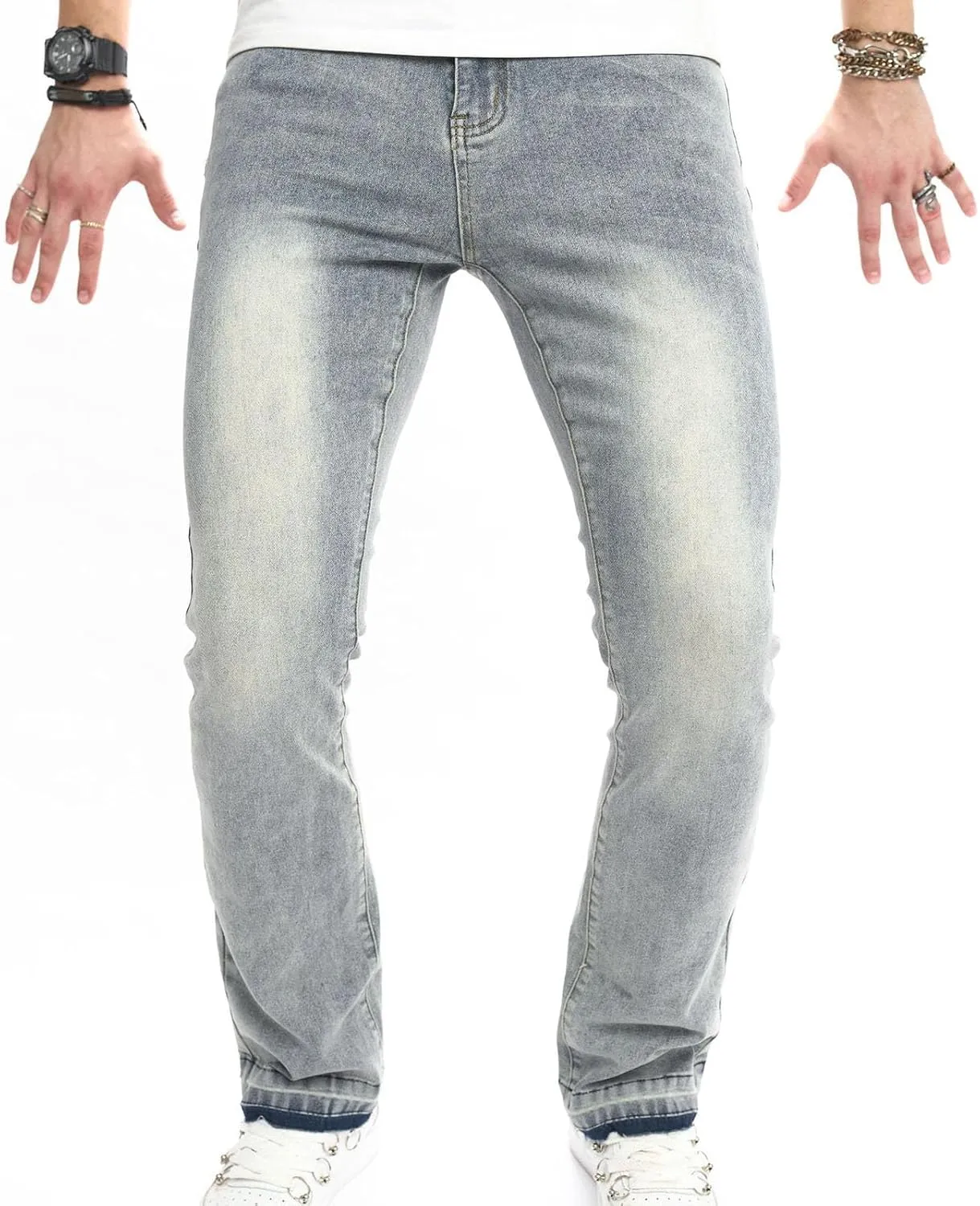 Jeans for Men Work Grey Skinny White Pantalones De Hombre Mens Distressed Relaxed Fit Light Blue Newjeans
