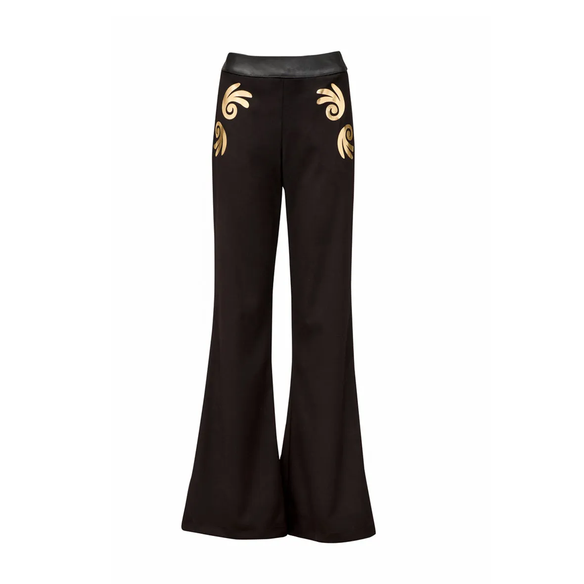 Kallos Gold Wide Leg Trousers with Leather Βelt