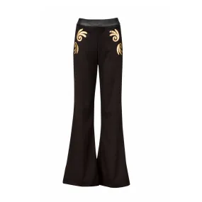 Kallos Gold Wide Leg Trousers with Leather Βelt