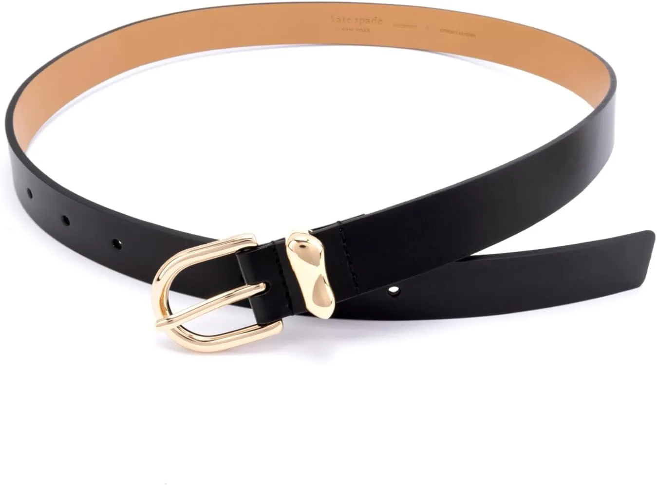 kate spade new york Women's 1 Inch Belt with Molten Metal Keeper, Leather Accessory with Adjustable Sizing