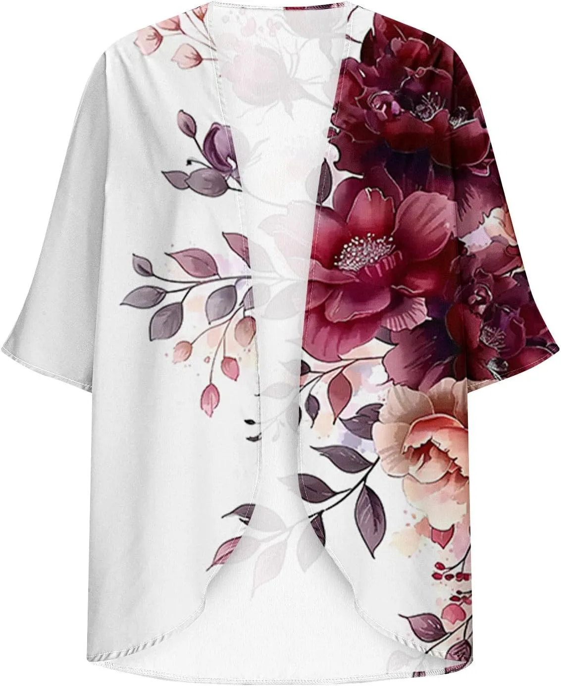 Kimono Cardigans for Women Beach Cover Ups Floral Print Bathing Suit Coverups Plus Size Chiffon Swimsuit Cover Up Top