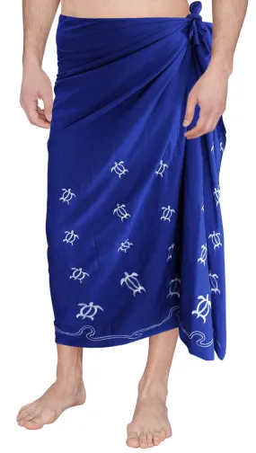 La Leela Men's Hawaiian Beach Wrap Sheer Sarong Swimming Bathing Suit Towel Beachwear Swim Pareo Cover up Long 72"X42"  Blue 131475