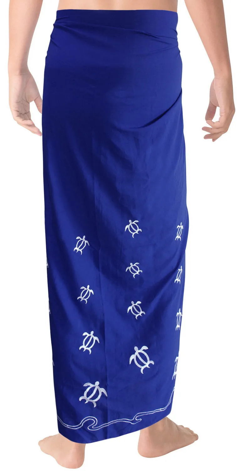 La Leela Men's Hawaiian Beach Wrap Sheer Sarong Swimming Bathing Suit Towel Beachwear Swim Pareo Cover up Long 72"X42"  Blue 131475