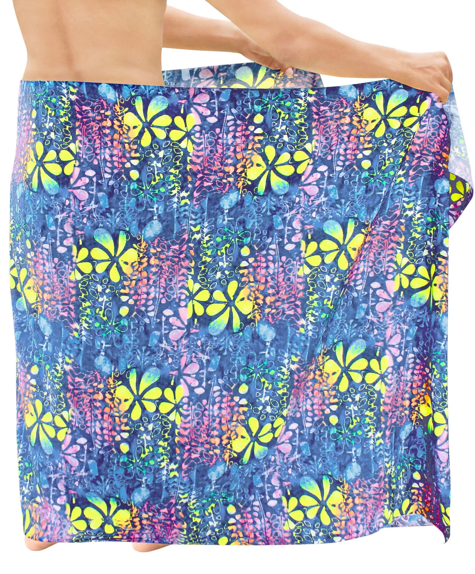 La Leela Men's Hawaiian Beach Wrap Sheer Sarong Swimming Bathing Suit Towel Beachwear Swim Pareo Cover up Long 72"X42"  Blue 134941