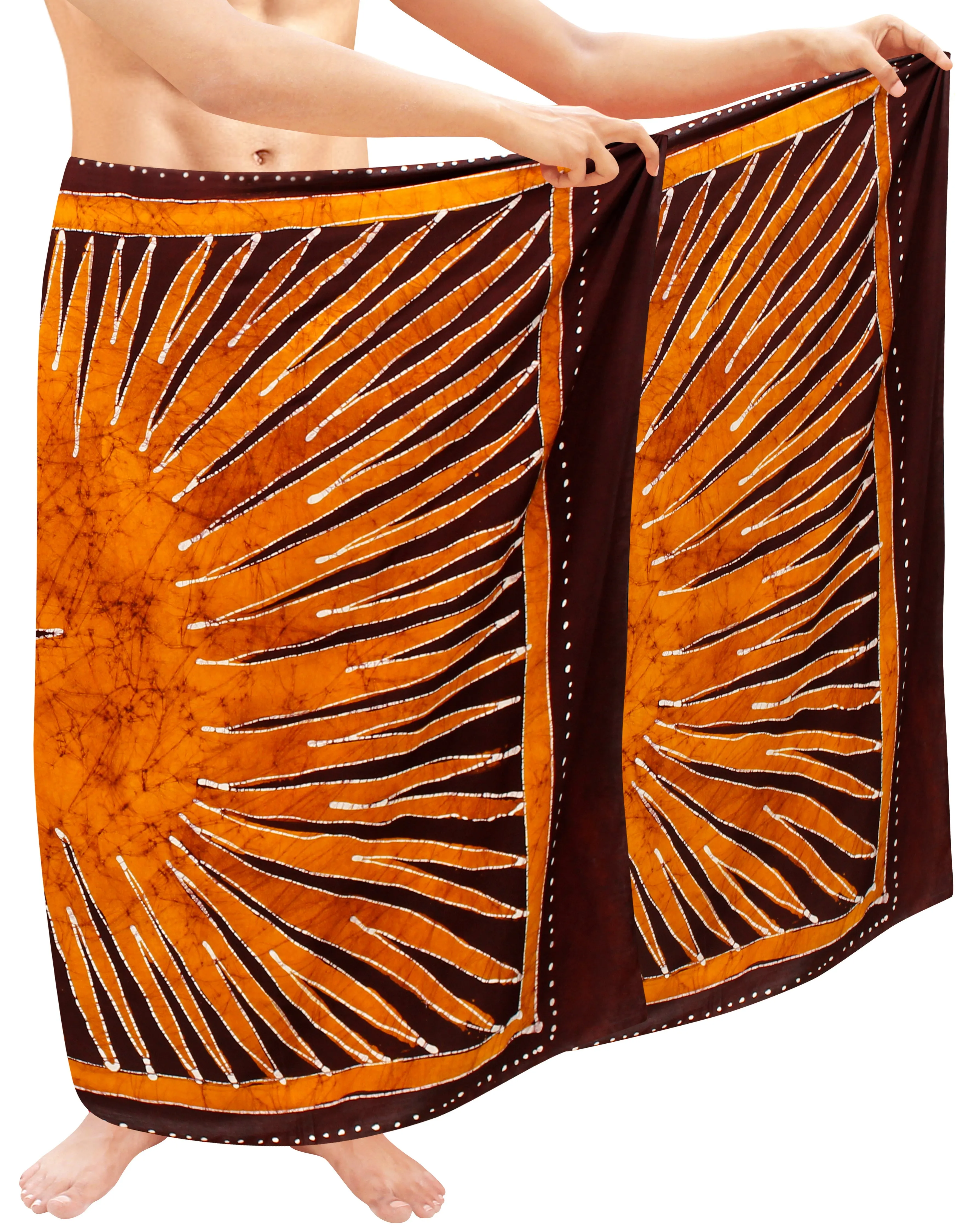 La Leela Men's Hawaiian Beach Wrap Sheer Sarong Swimming Bathing Suit Towel Beachwear Swim Pareo Cover up Long 72"X42"  Brown 136143