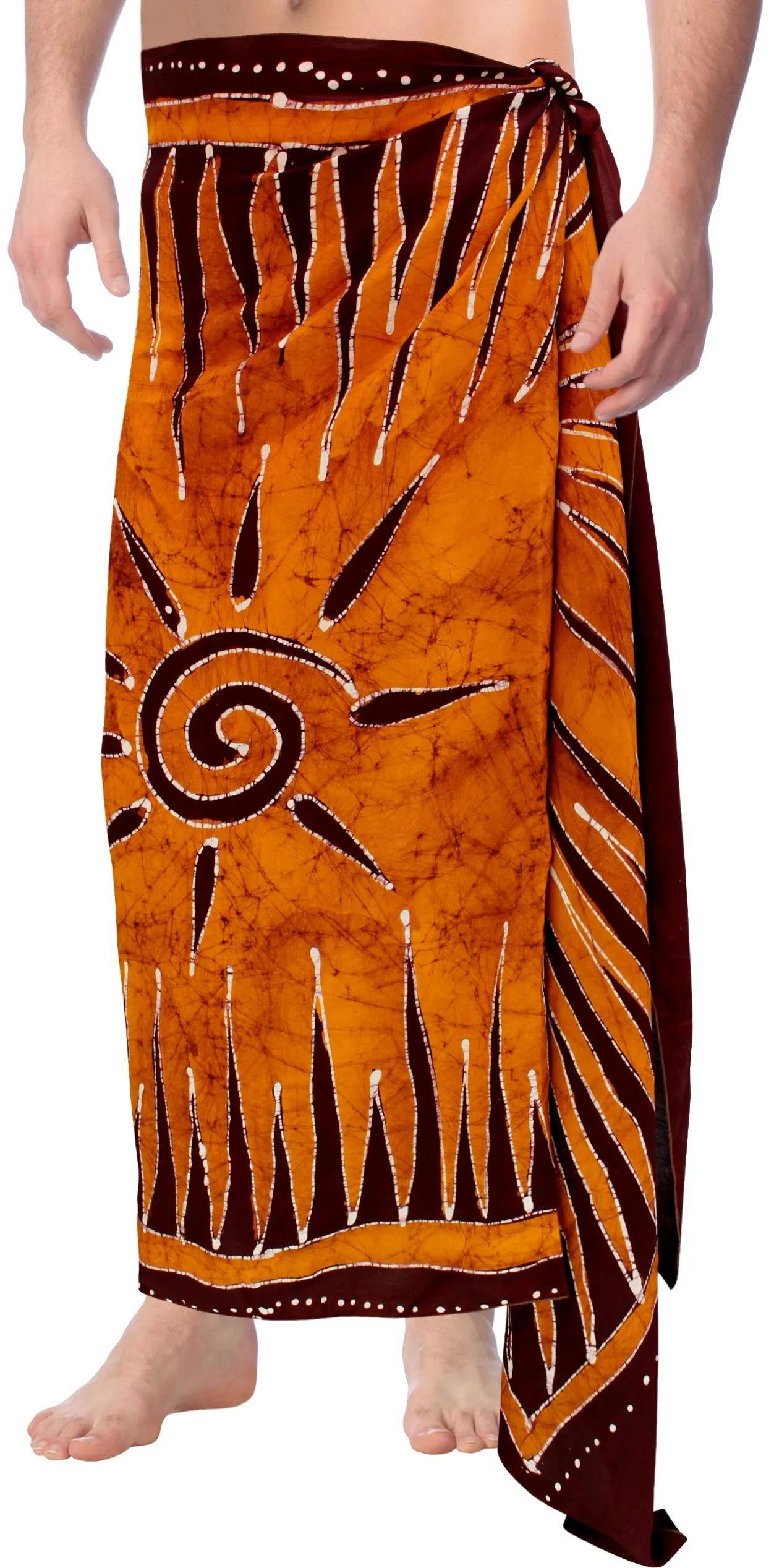La Leela Men's Hawaiian Beach Wrap Sheer Sarong Swimming Bathing Suit Towel Beachwear Swim Pareo Cover up Long 72"X42"  Brown 136143