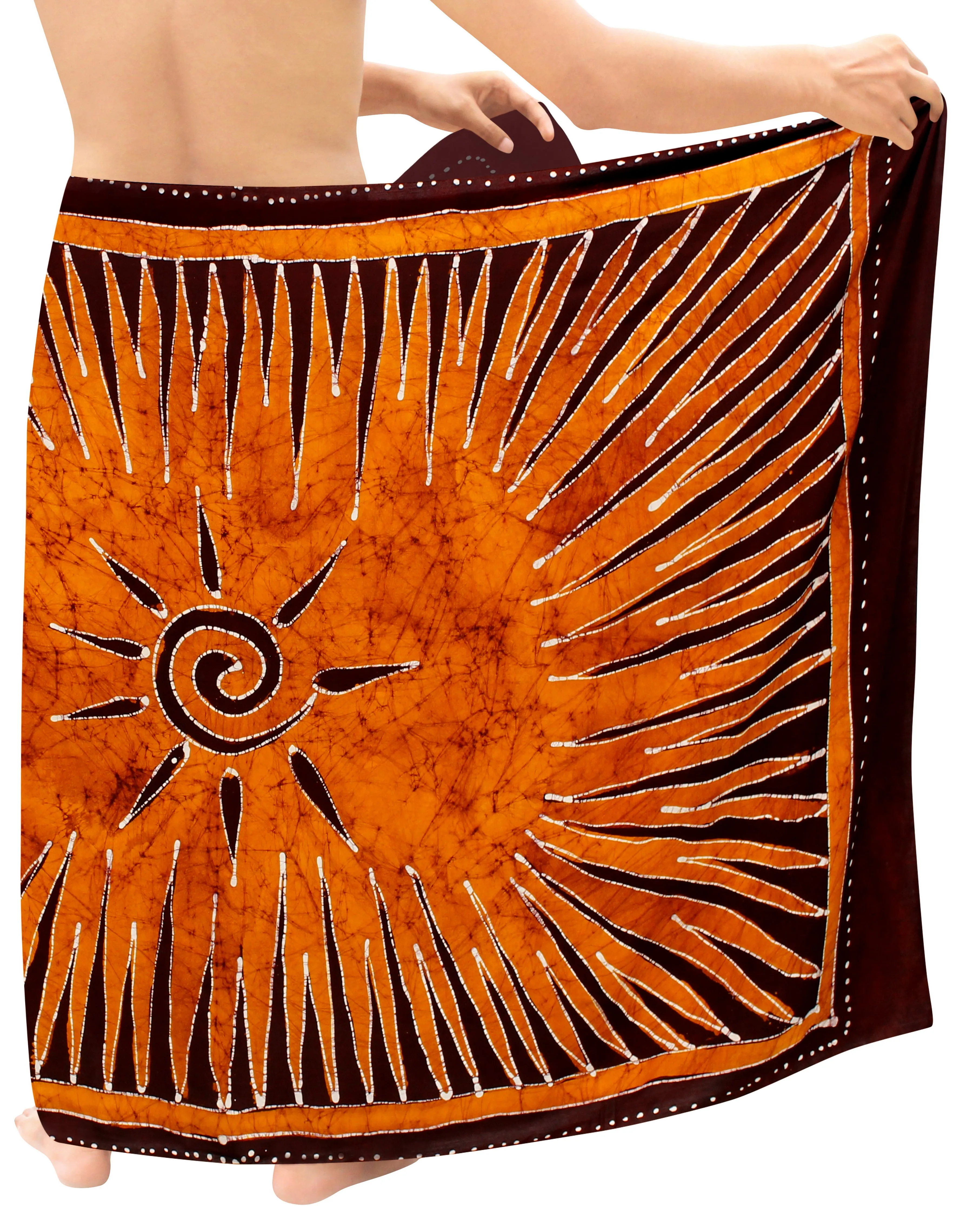 La Leela Men's Hawaiian Beach Wrap Sheer Sarong Swimming Bathing Suit Towel Beachwear Swim Pareo Cover up Long 72"X42"  Brown 136143