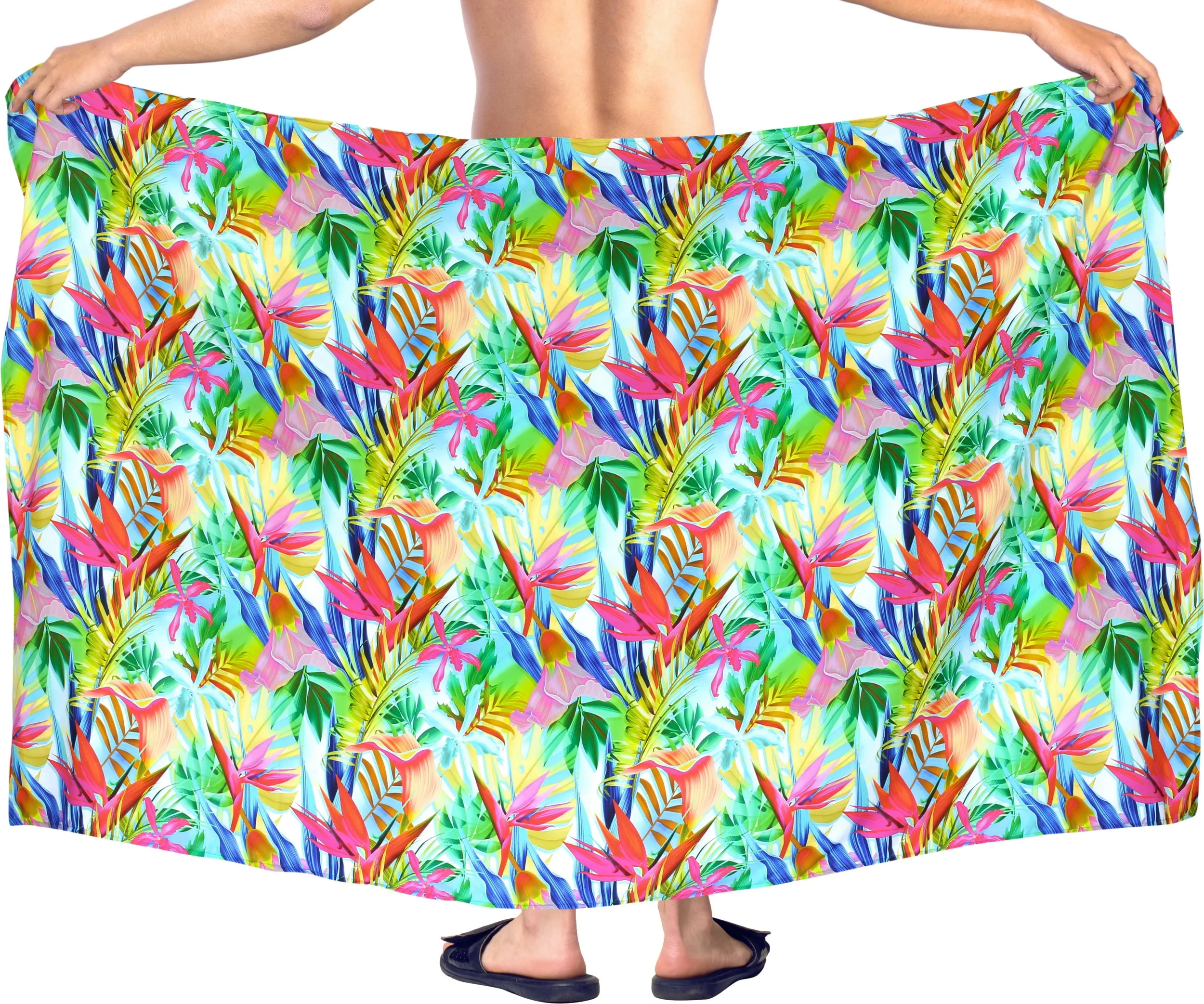 La Leela Men's Hawaiian Beach Wrap Sheer Sarong Swimming Bathing Suit Towel Beachwear Swim Pareo Cover up Long 72"X42"  Green 913589