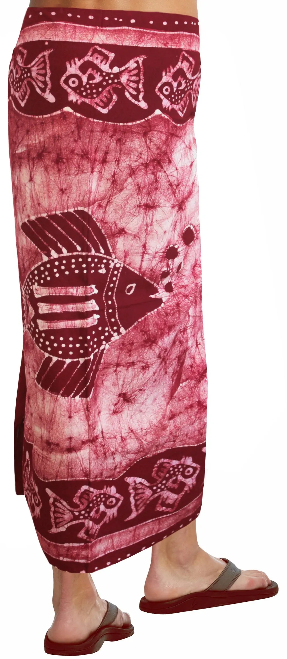 La Leela Men's Hawaiian Beach Wrap Sheer Sarong Swimming Bathing Suit Towel Beachwear Swim Pareo Cover up Long 72"X42"  Red 130536