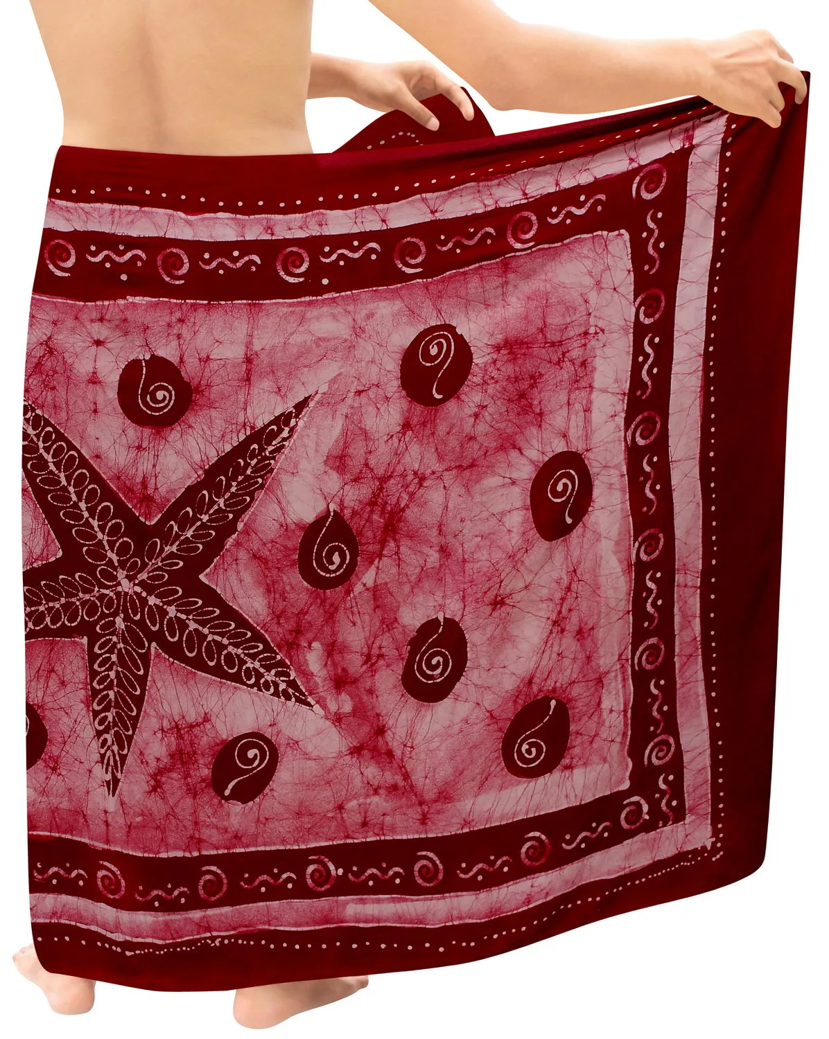 LA LEELA Rayon Batik Swimwear Beach Resort Pareo Boys Warp 72"X42" Maroon 4302 136148