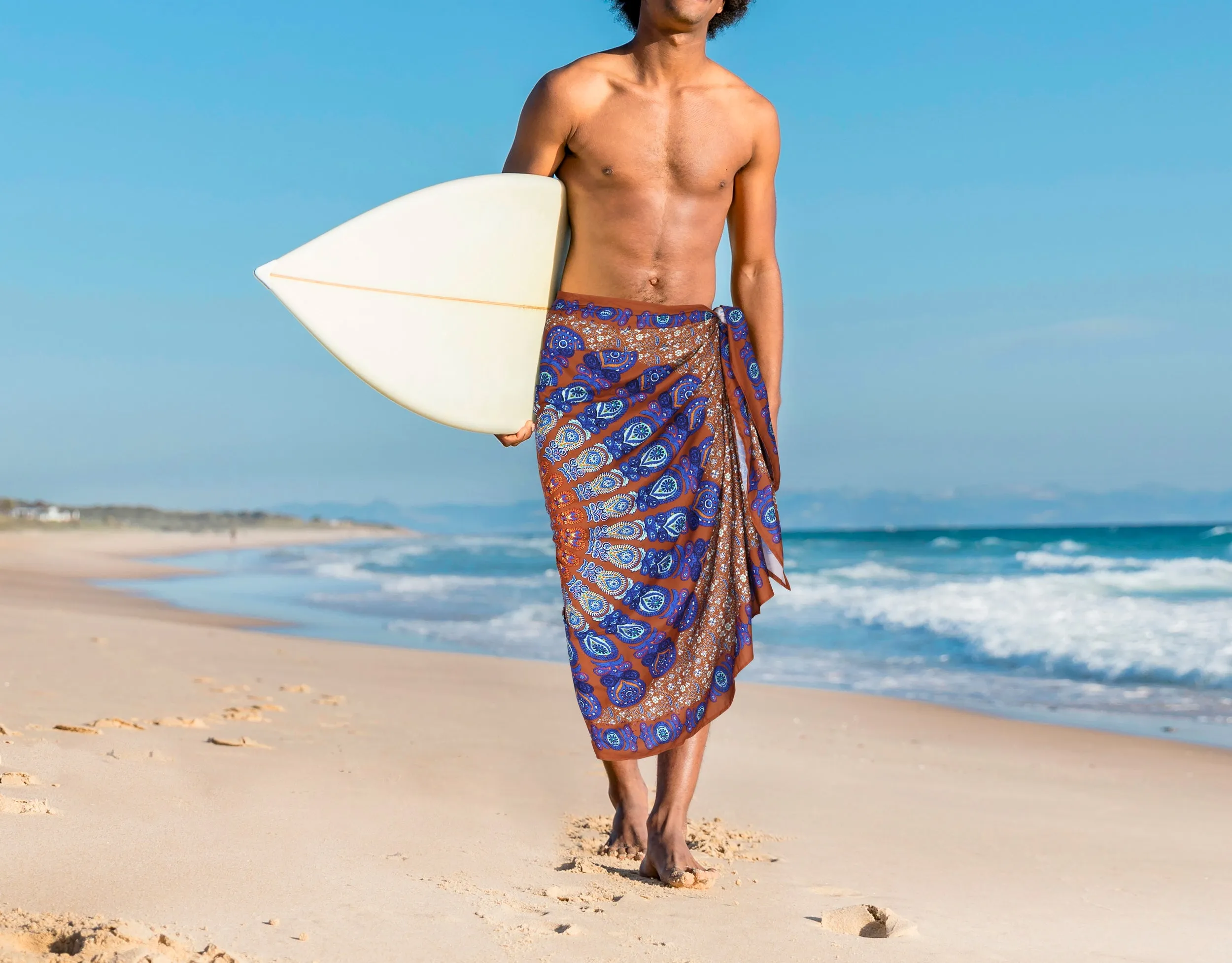 LA LEELA Soft Light Digital Aloha Beach Party Wrap Surf Mens  72"X42" Red 3300 135783