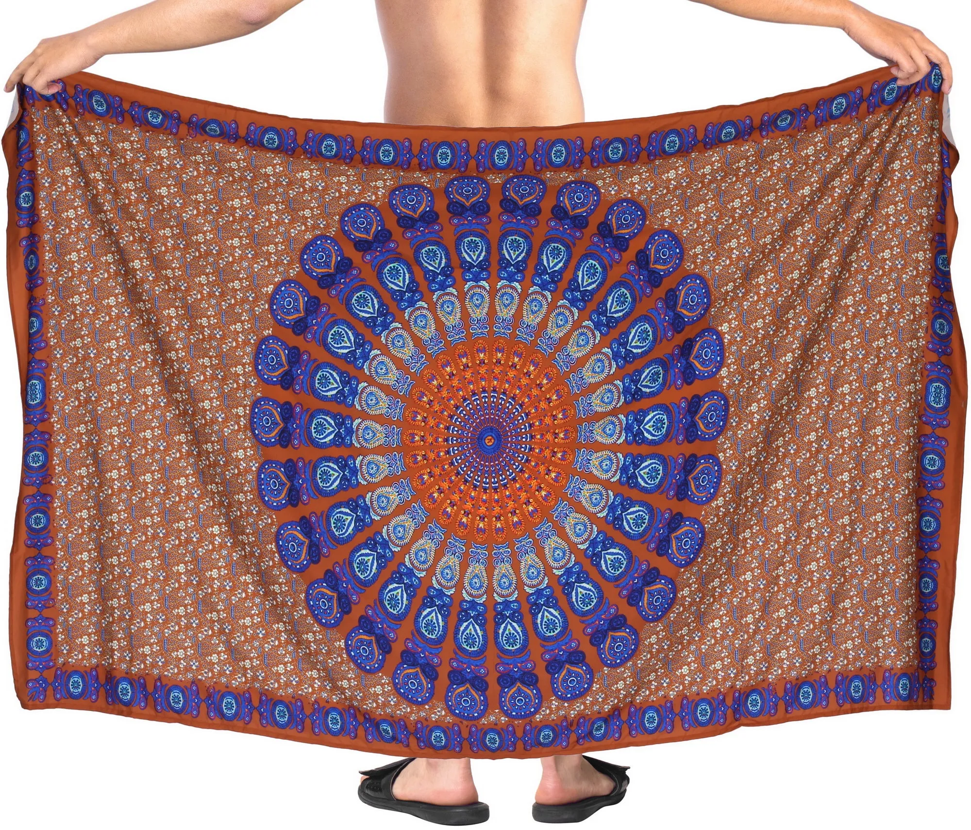 LA LEELA Soft Light Digital Aloha Beach Party Wrap Surf Mens  72"X42" Red 3300 135783