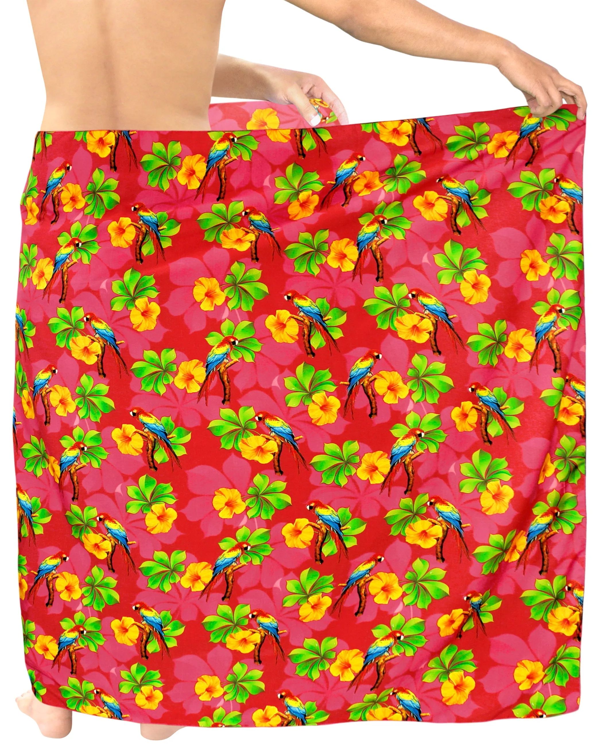 LA LEELA Soft Light Digital Cover Up Hawaiian Mens Wrap Beach 78"X39" Pink 3316 906430