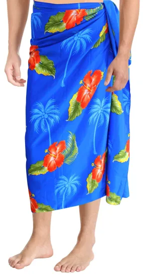 LA LEELA Soft Light Printed Casual Bath Swimsuit Mens 72"X42" Royal Blue 2819 131467