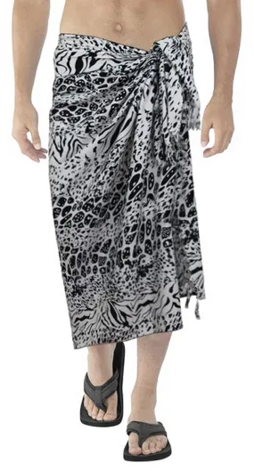 LA LEELA Soft Light Printed Swimwear Wrap Party Male Beach 72"X42" Black_6299