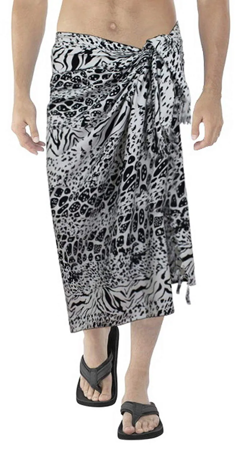 LA LEELA Soft Light Printed Swimwear Wrap Party Male Beach 72"X42" Black_6299