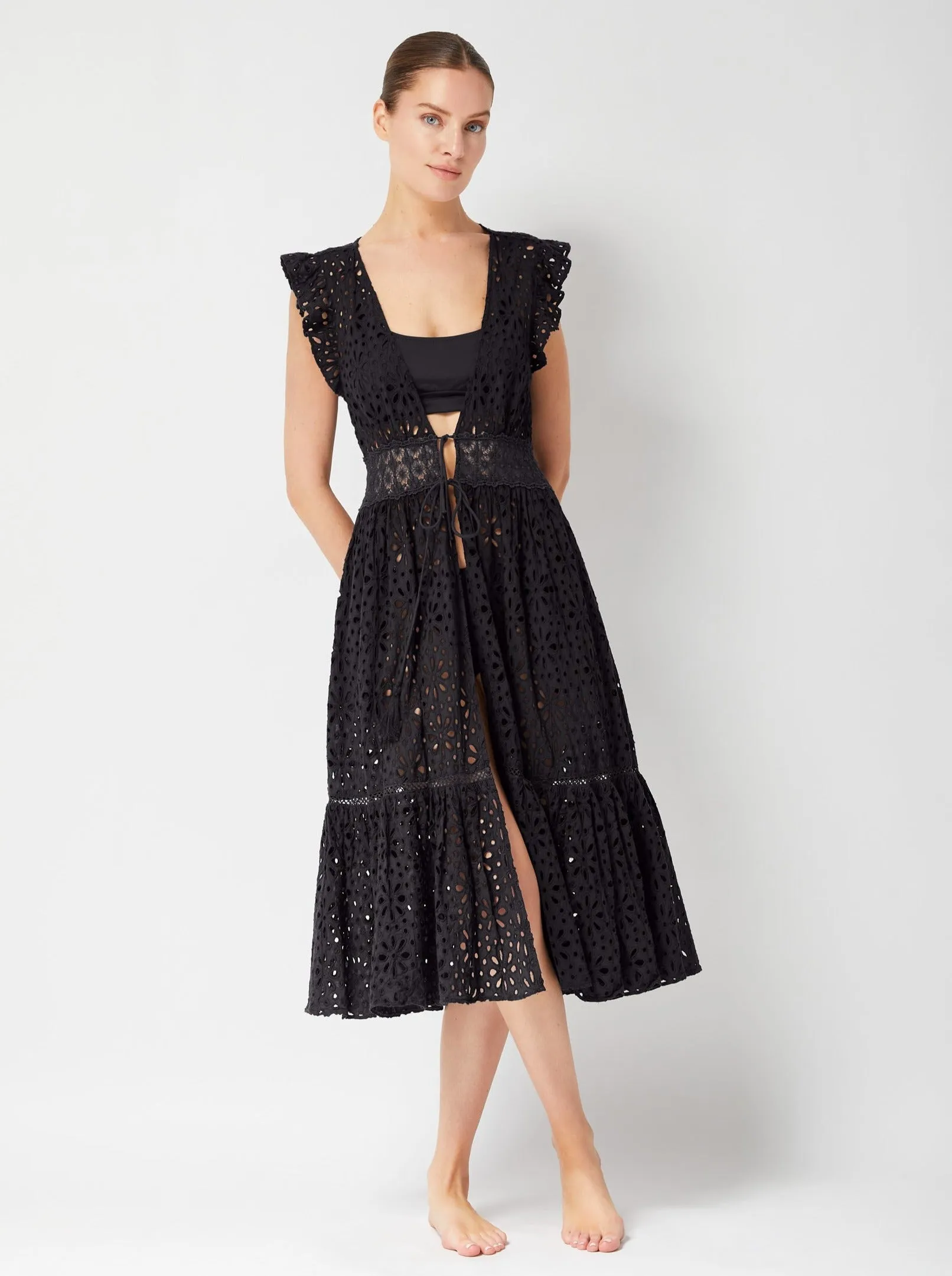 Lauren Coverup Dress Seaside Eyelet Black