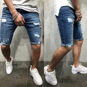 Men Casual Shorts Fashion Jeans Short Pants Destroyed Skinny jeans Ripped Pant Frayed Denim