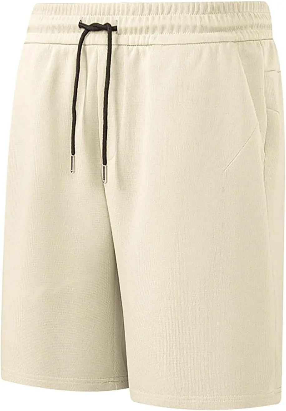 Mens 2025 Casual Shorts Summer Stretch Shorts Lightweight Soft Drawstring Shorts Breathable Lounge Shorts with Pocket