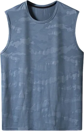 Men's Big and Tall Camo Print Tank Tops Quick Dry Breathable Summer Ice Silk Athletic Top Sleeveless Muscle Shirts