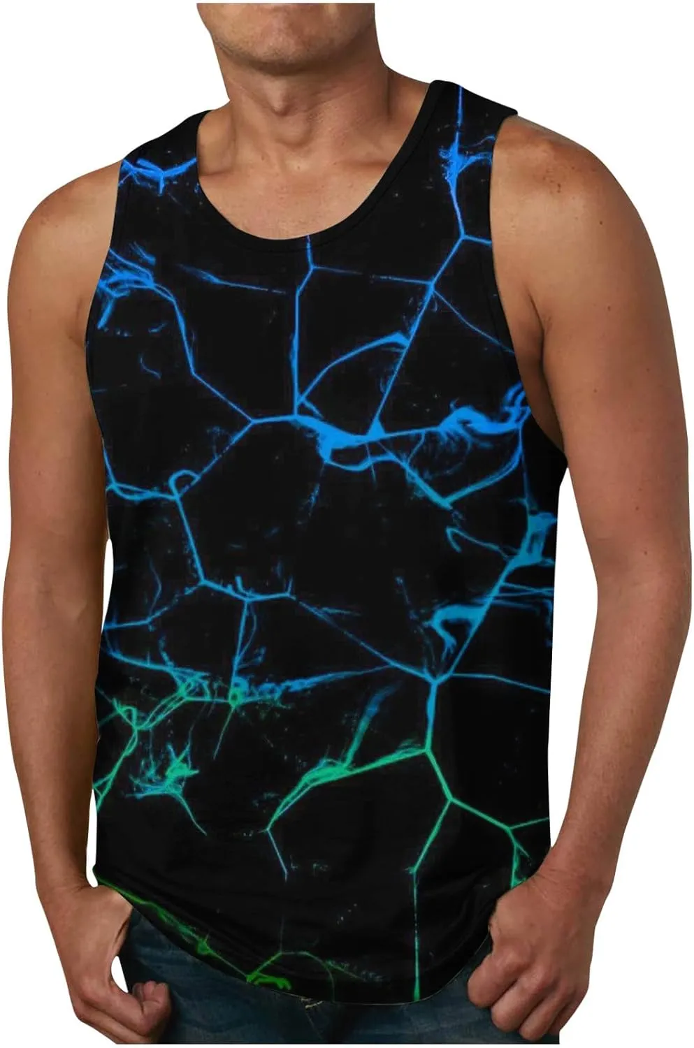 Mens Novelty Tank Top Cool Design 3D Graphic Breathable Quick Dry Workout Undershirts Casual Sleeveless Summer Top