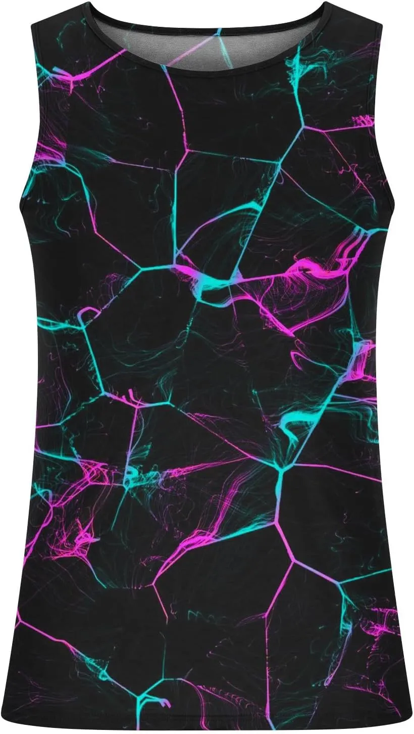 Mens Novelty Tank Top Cool Design 3D Graphic Breathable Quick Dry Workout Undershirts Casual Sleeveless Summer Top