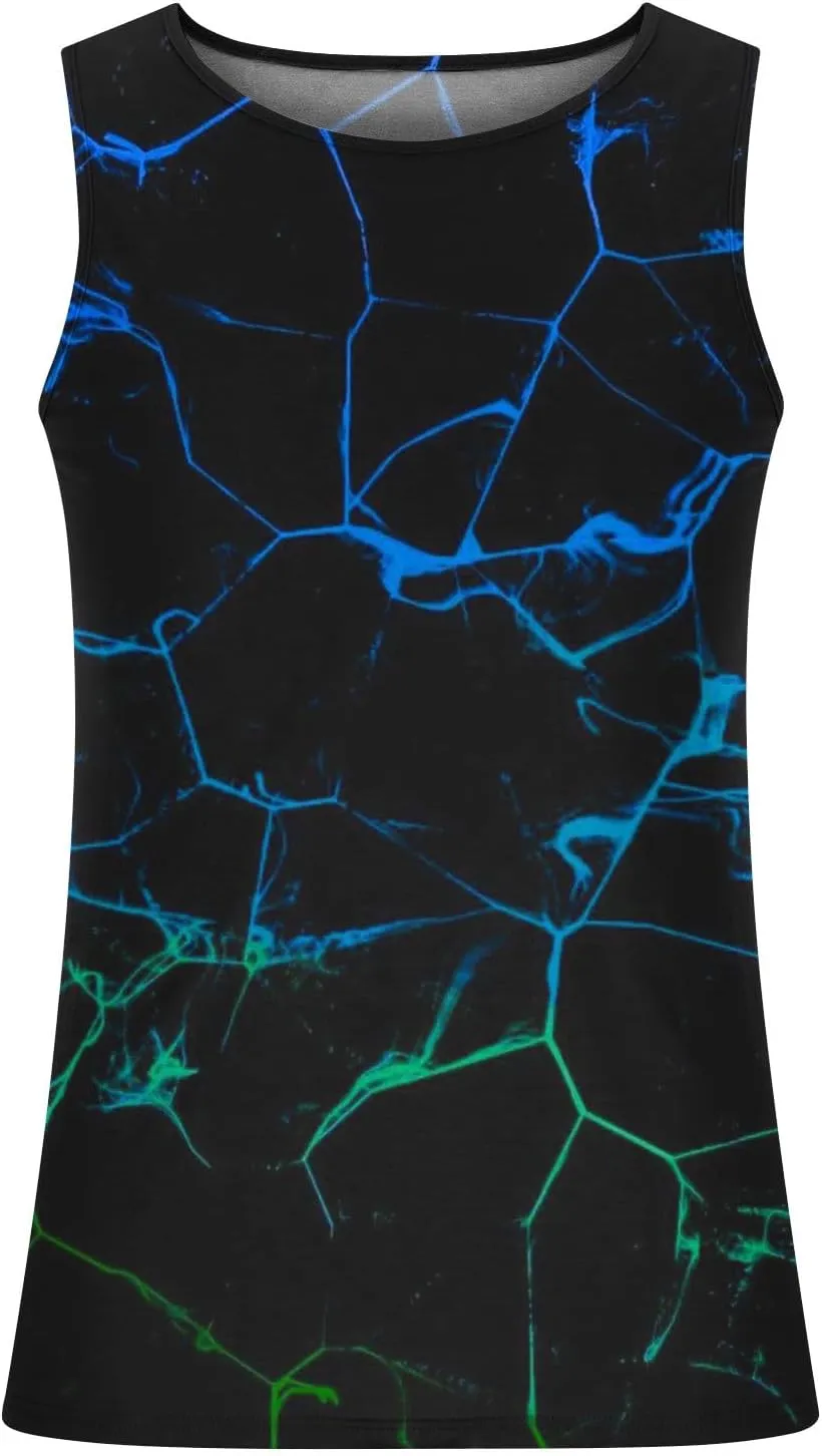 Mens Novelty Tank Top Cool Design 3D Graphic Breathable Quick Dry Workout Undershirts Casual Sleeveless Summer Top