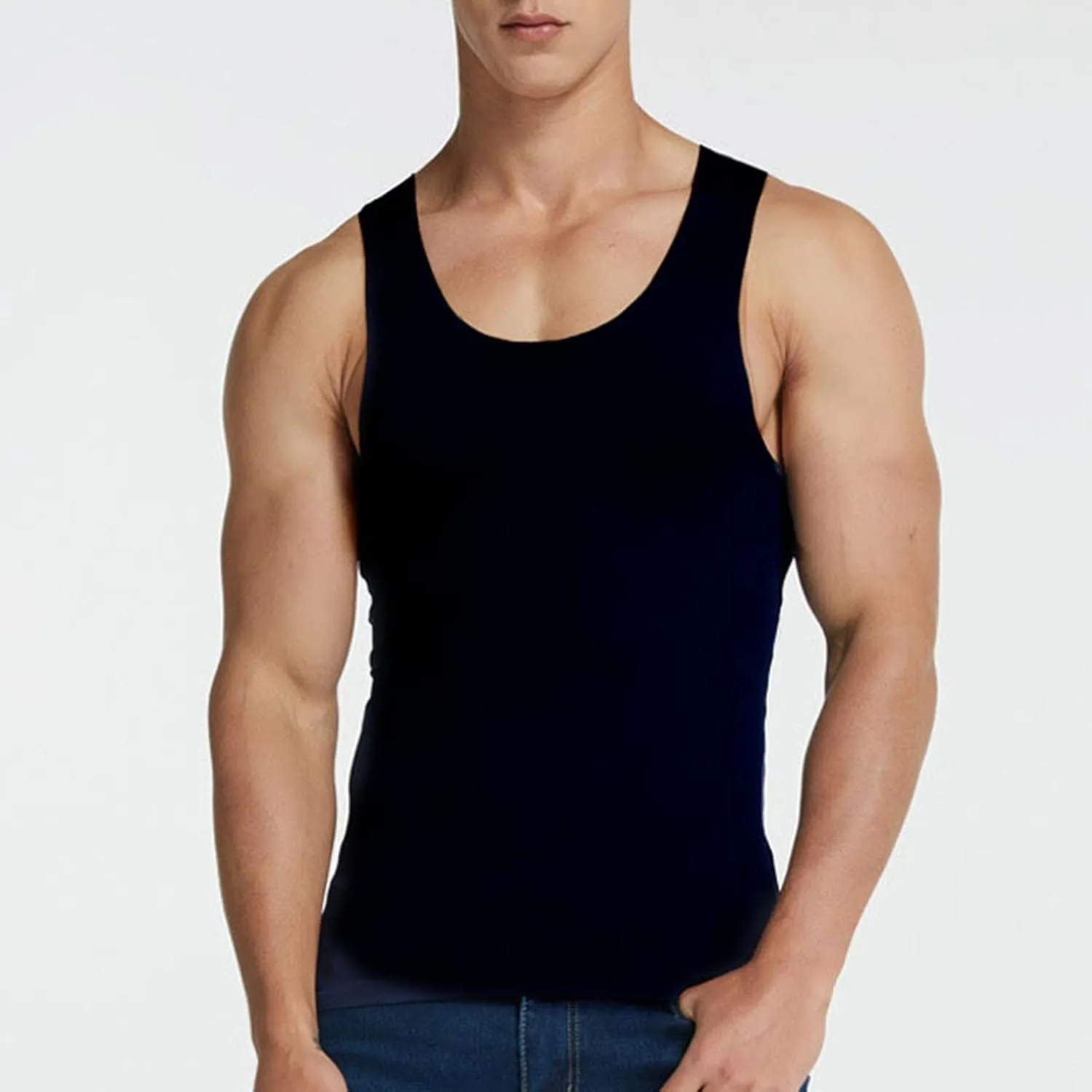 Men's Silk Tank Tops Breathable Quick Dry Sleeveless Muscle Cut Off Shirt Casual Moisture Wicking Athletic Sweat Shirts