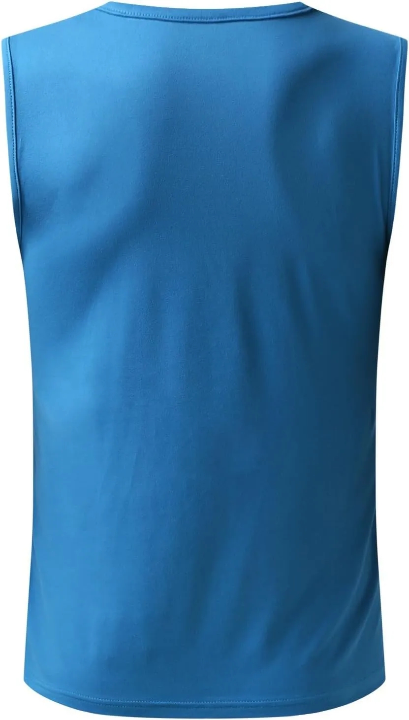 Men's Tank Top Summer Cool Traceless Thin Breathable Color V-Neck Sleeveless Top Workout Shirts Athletic Undershirt