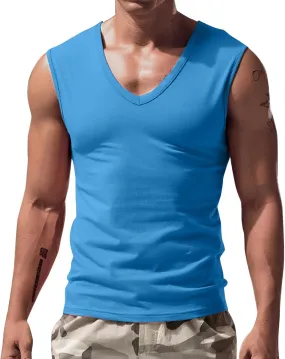 Men's Tank Top Summer Cool Traceless Thin Breathable Color V-Neck Sleeveless Top Workout Shirts Athletic Undershirt