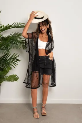 Mesh Buttoned Shirt Coverup - Mitcha Label