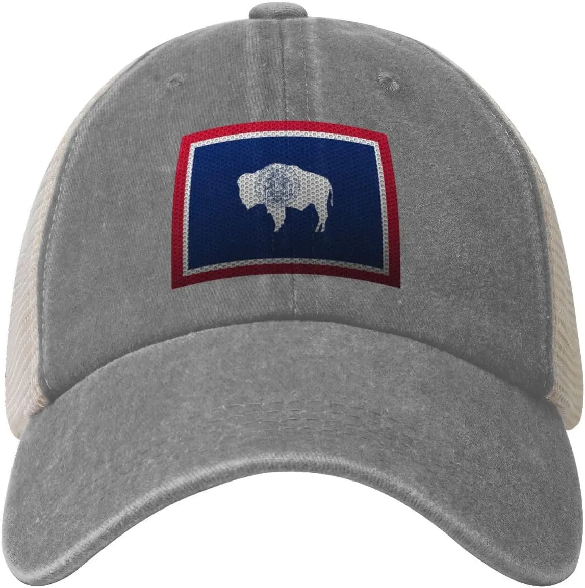Mesh Style Flag of Wyoming Baseball Cap Women Men Mesh-Back Hat Retro Trucker Hats Sun Hat