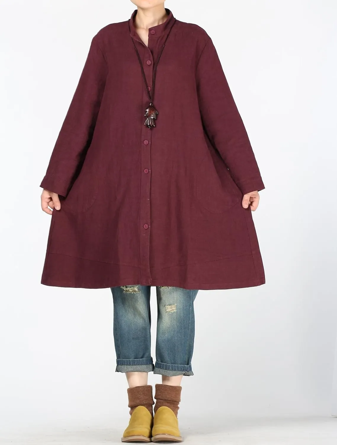 Minibee Women's Oversized Button Down Shirts Long Sleeve Cotton Linen Light Blouse Jacket With Pockets