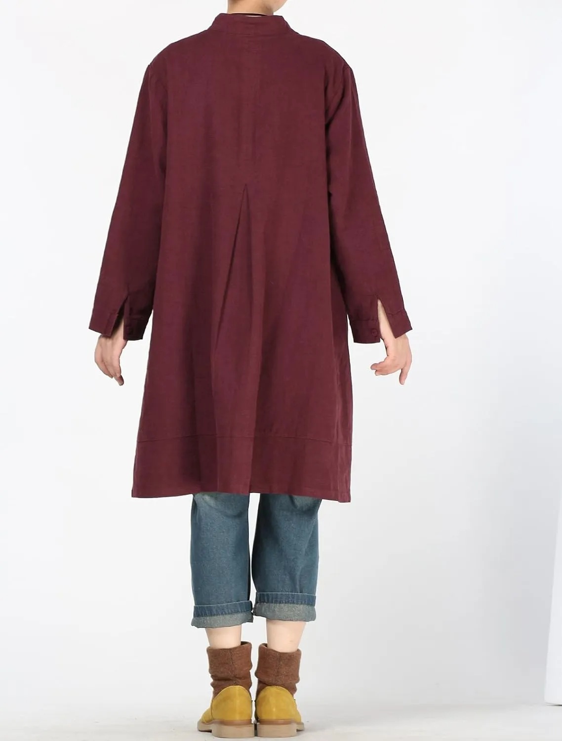 Minibee Women's Oversized Button Down Shirts Long Sleeve Cotton Linen Light Blouse Jacket With Pockets
