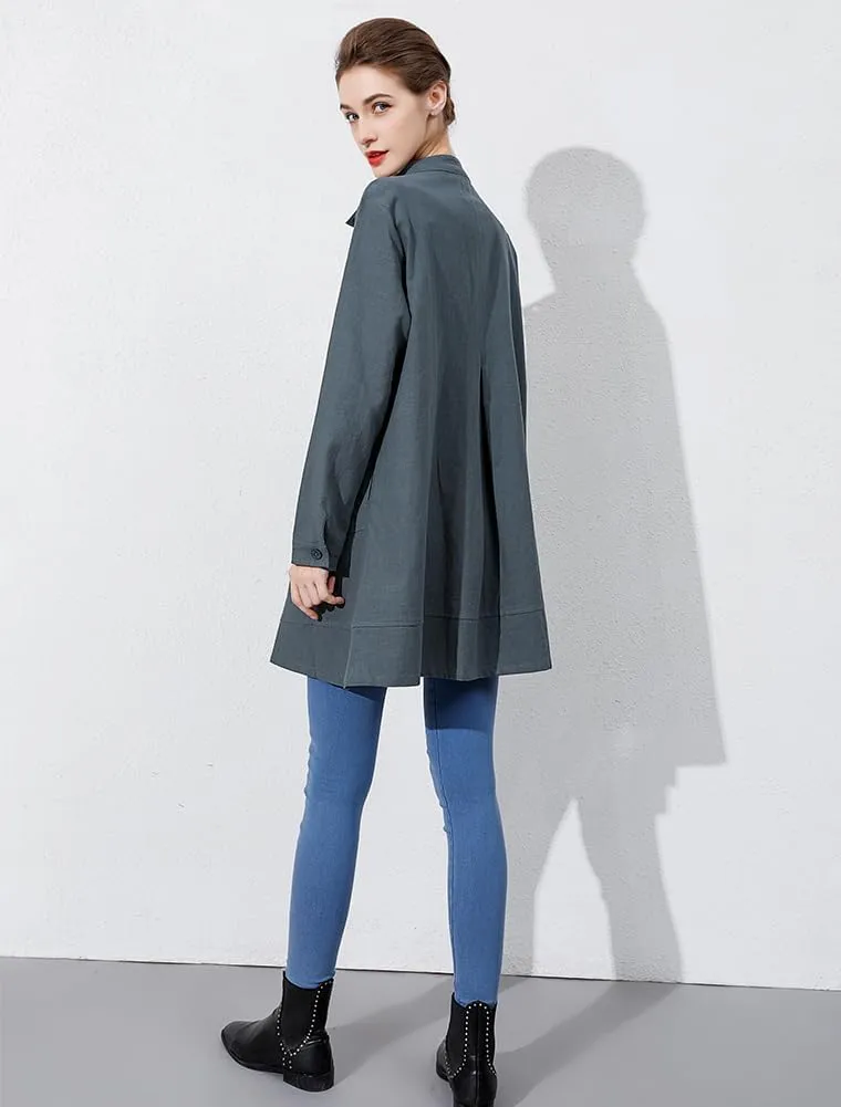 Minibee Women's Oversized Button Down Shirts Long Sleeve Cotton Linen Light Blouse Jacket With Pockets