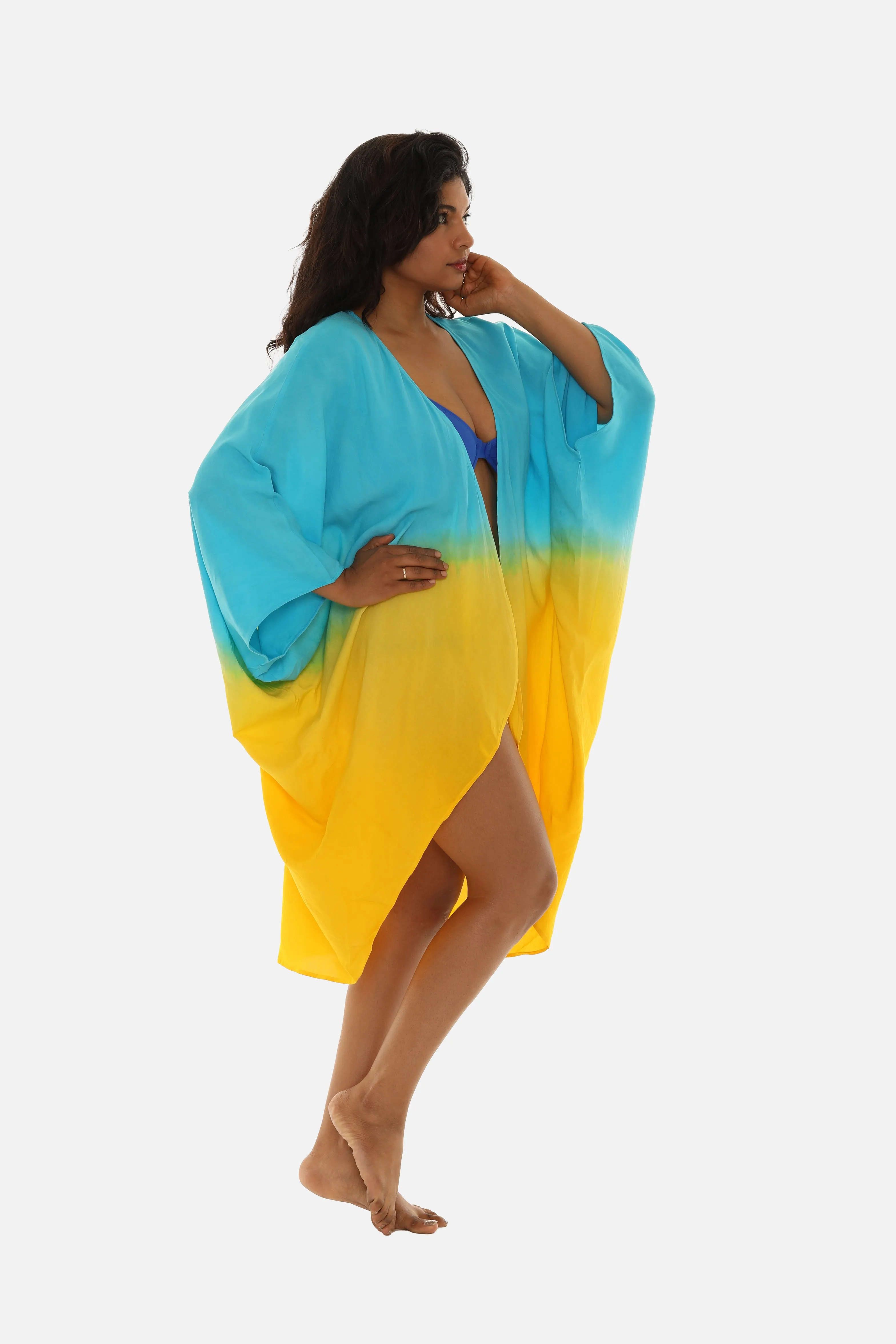 Ombré Three-Quarter Sleeve Cover-Up