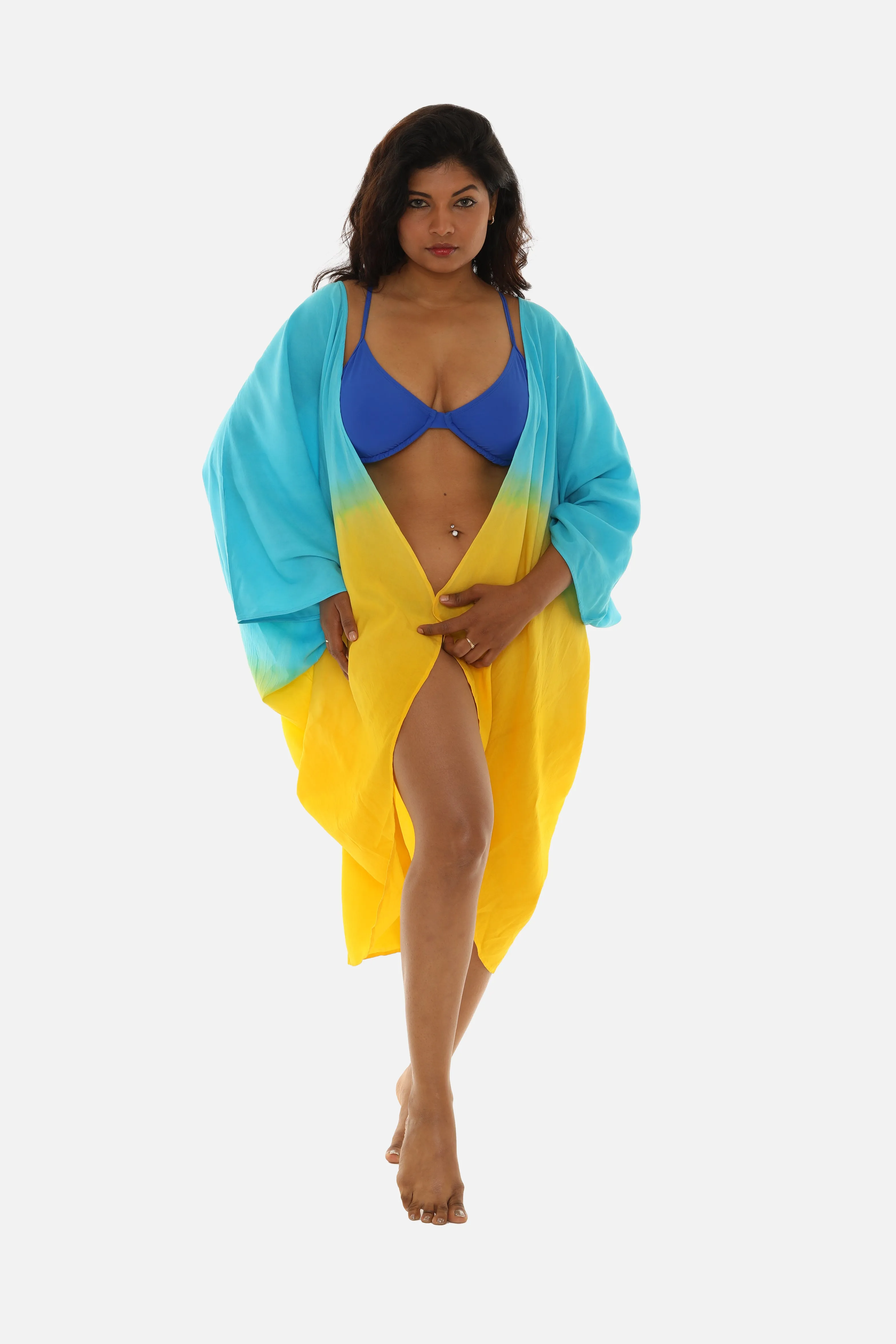 Ombré Three-Quarter Sleeve Cover-Up