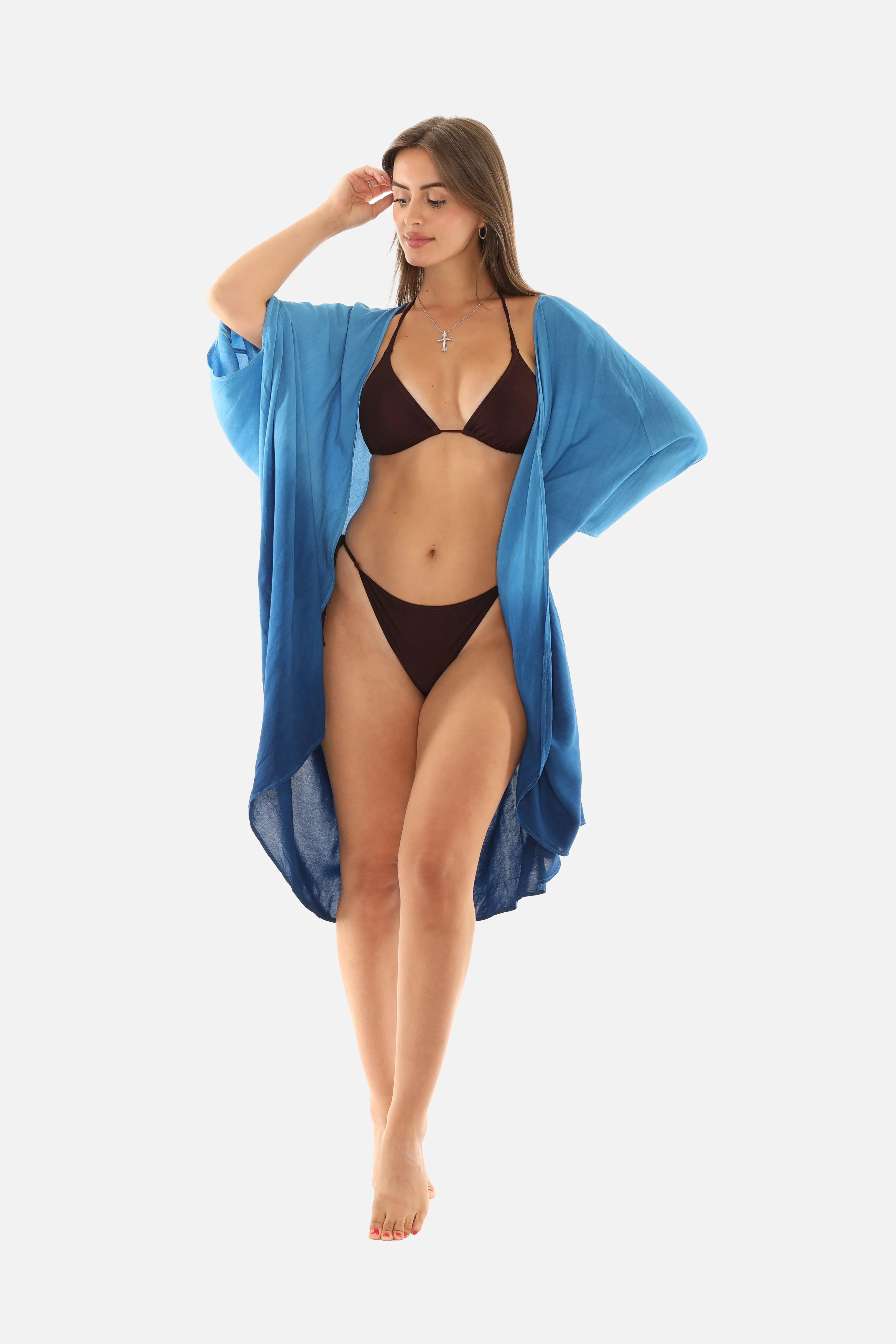 Ombré Three-Quarter Sleeve Cover-Up