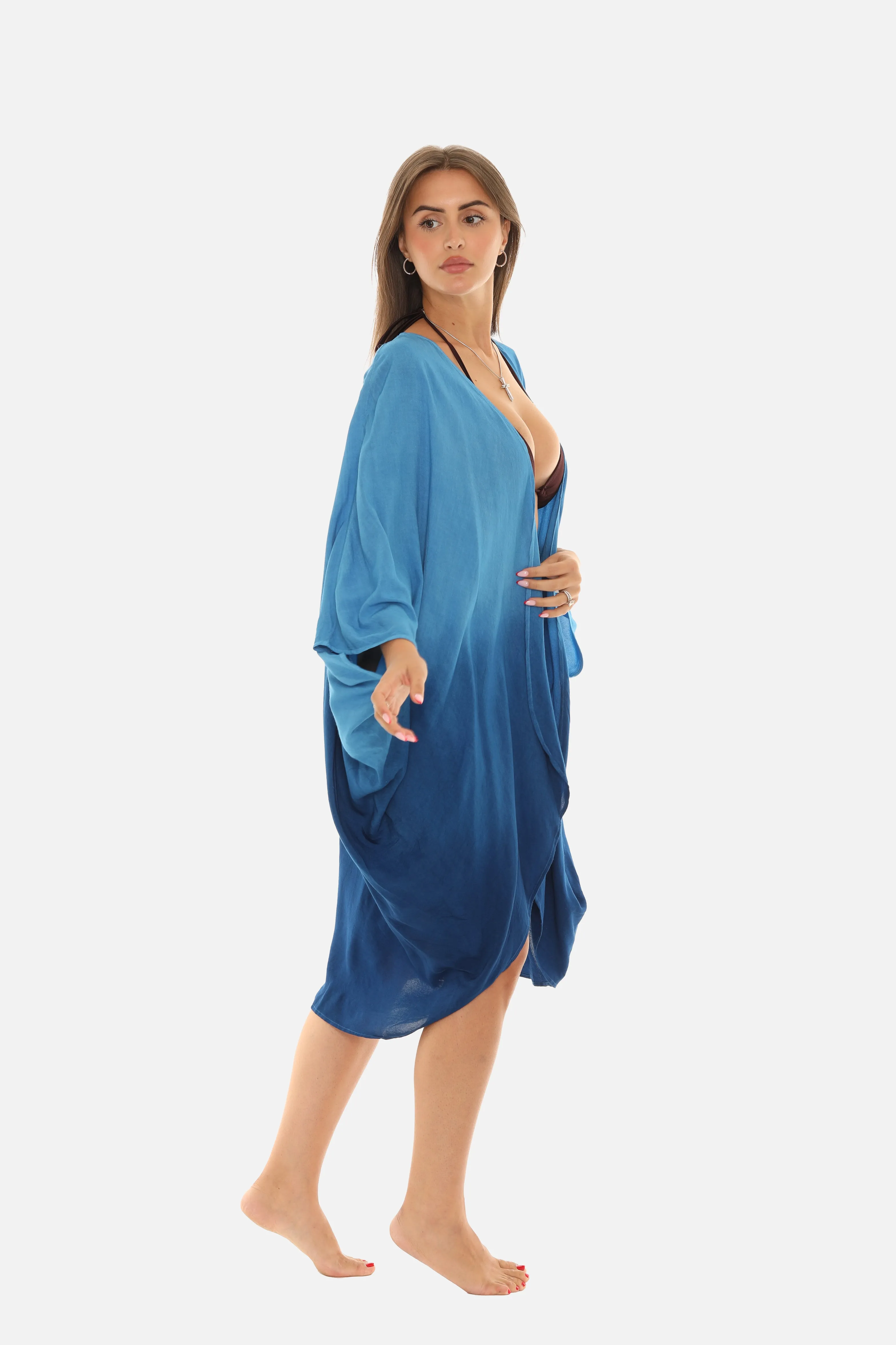 Ombré Three-Quarter Sleeve Cover-Up