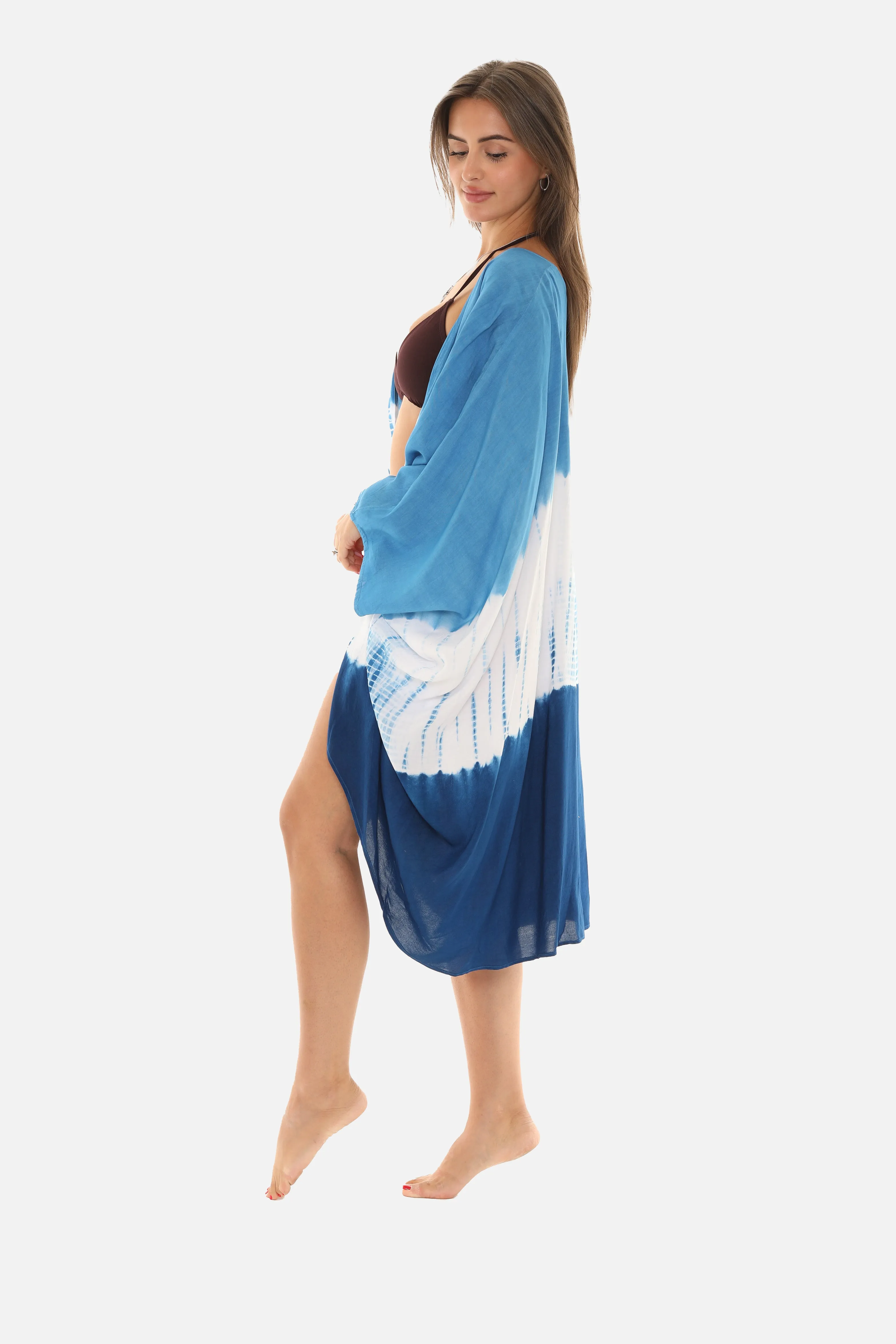 Ombré Three-Quarter Sleeve Cover-Up