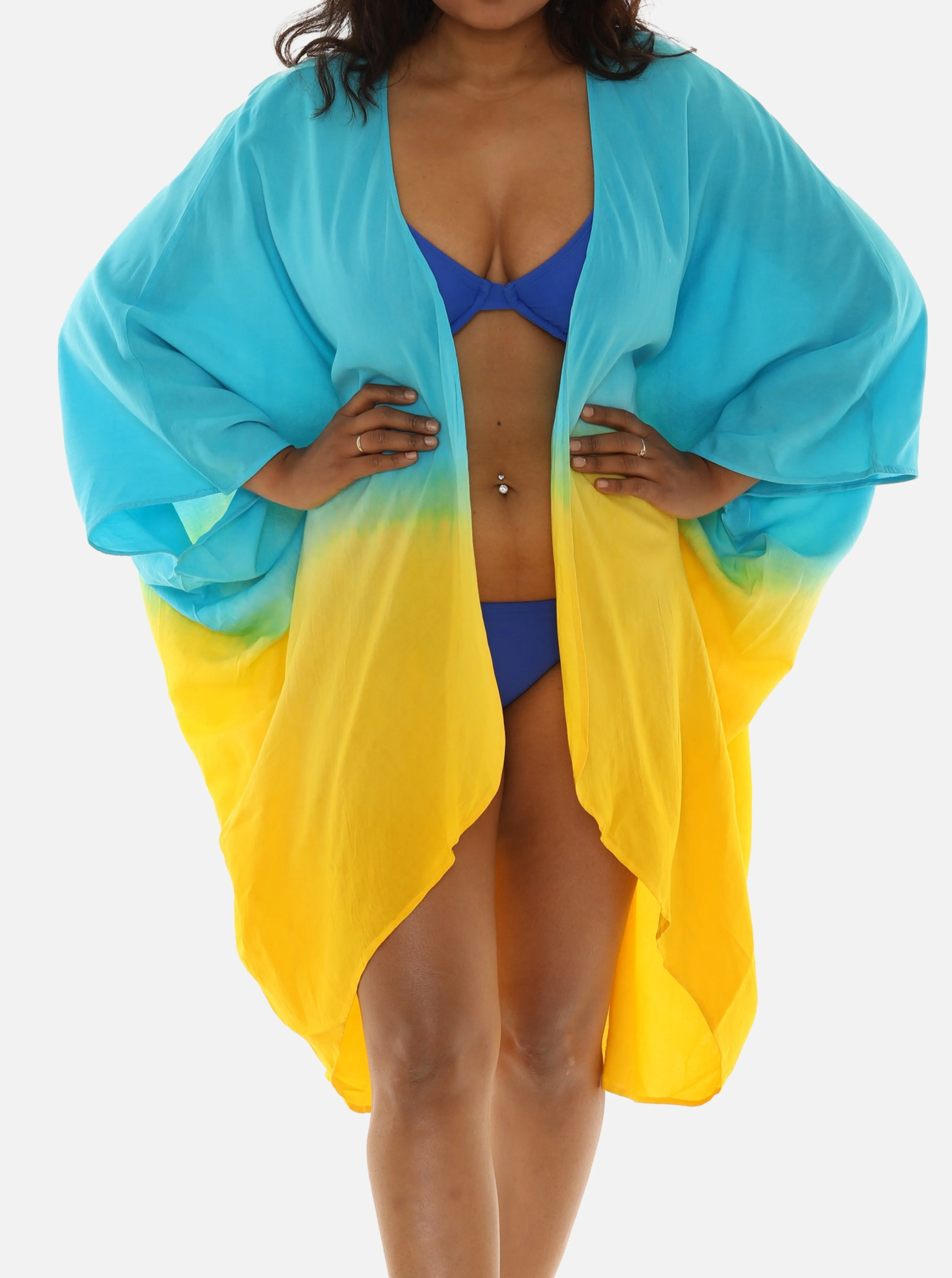 Ombré Three-Quarter Sleeve Cover-Up
