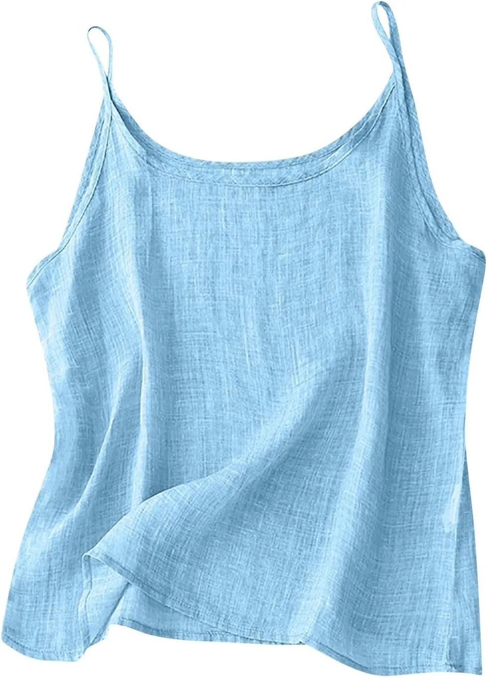 Oplxuo Womens Linen Tank Top Sleeveless Spaghetti Strap Camisole Tops Casual Solid Color Tee Shirts Summer Flowy Tank Top