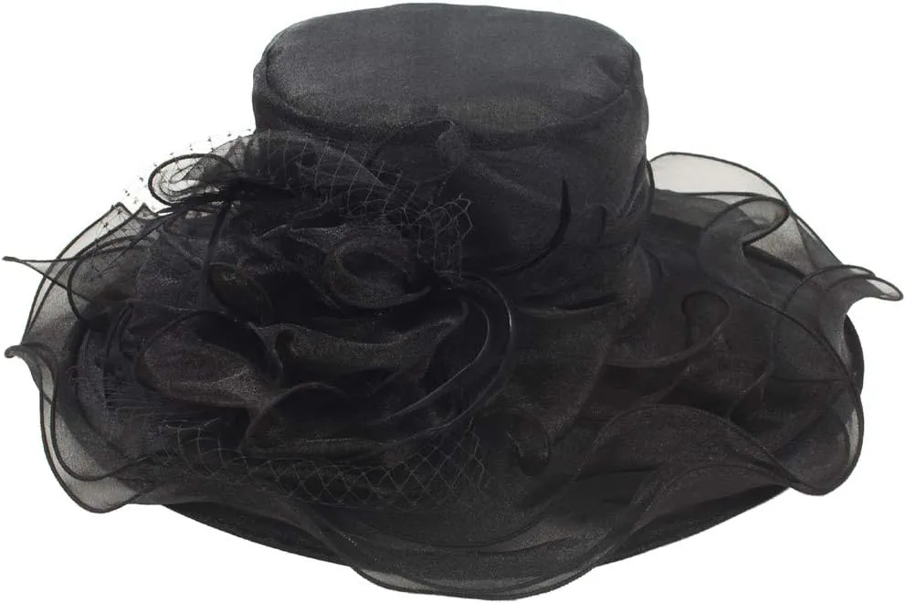 Original One Women's Organza Feather/Veil Tea Party Occasion Derby Event Church Dress Sun Hat