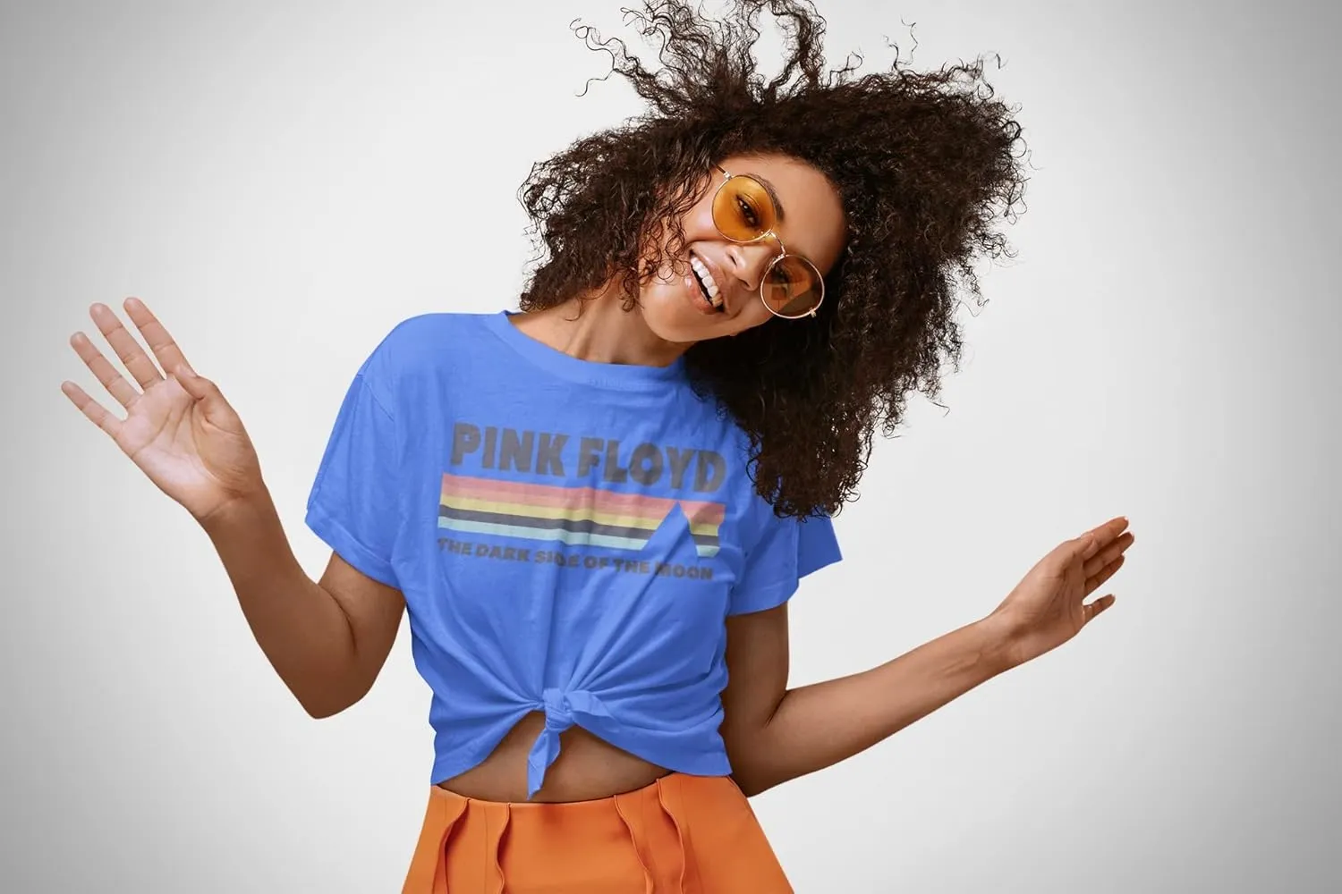 Pink Floyd DSOTM Light Blue Heather Adult T-Shirt Tee
