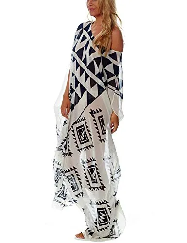 Plus Size Chiffon Beach Kaftan Long Swimsuit Cover Up