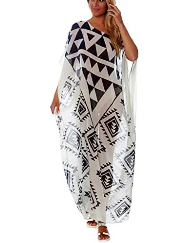 Plus Size Chiffon Beach Kaftan Long Swimsuit Cover Up