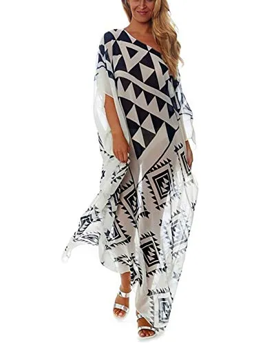 Plus Size Chiffon Beach Kaftan Long Swimsuit Cover Up